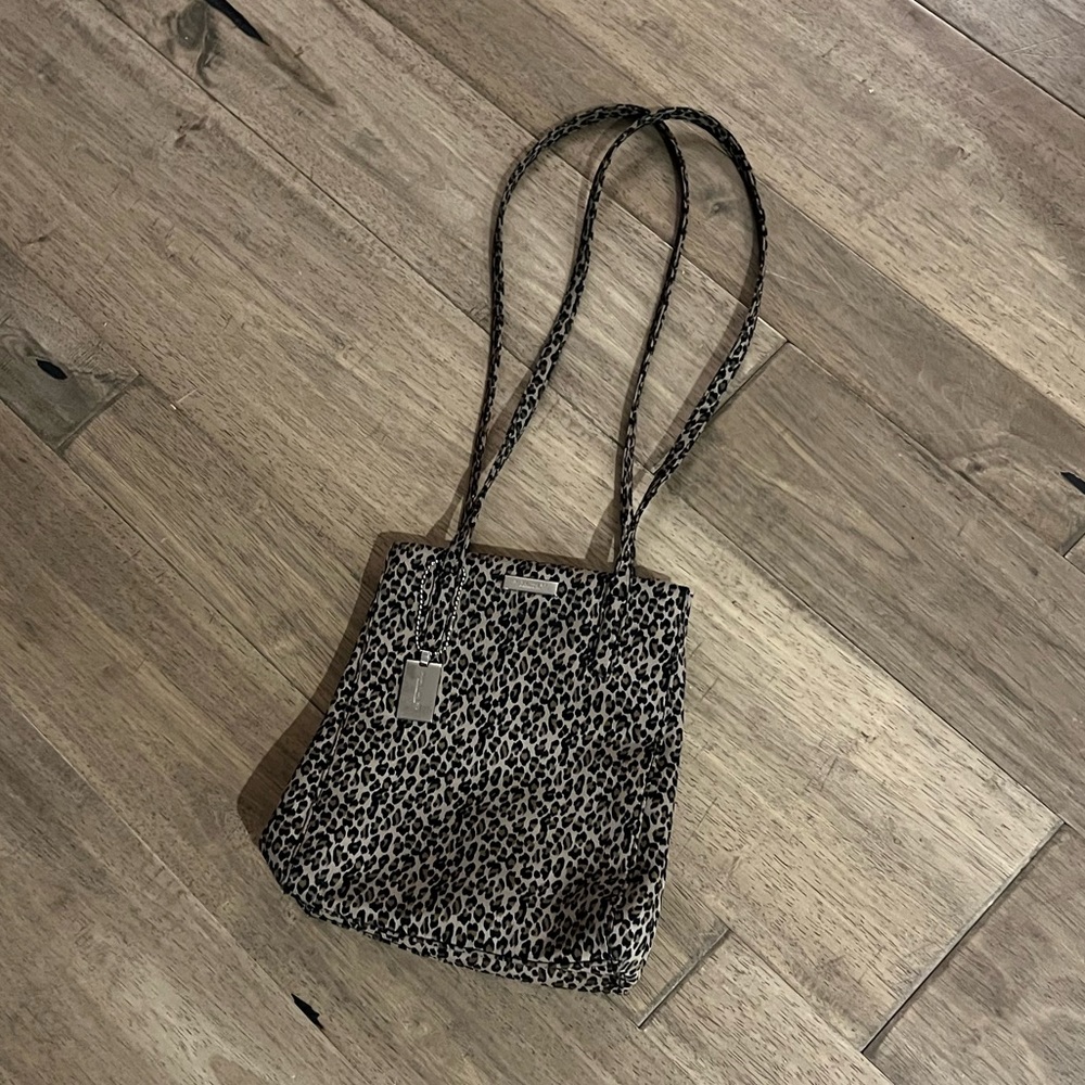 Nine West leopard cheetah print long handle purse pocketbook mini tote bag